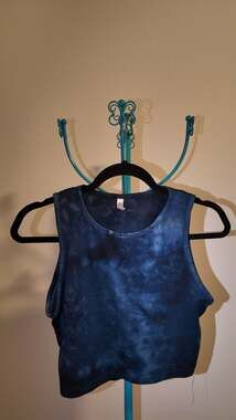 Sweet Blue Tie-Dye Sleeveless Crop Top Size L